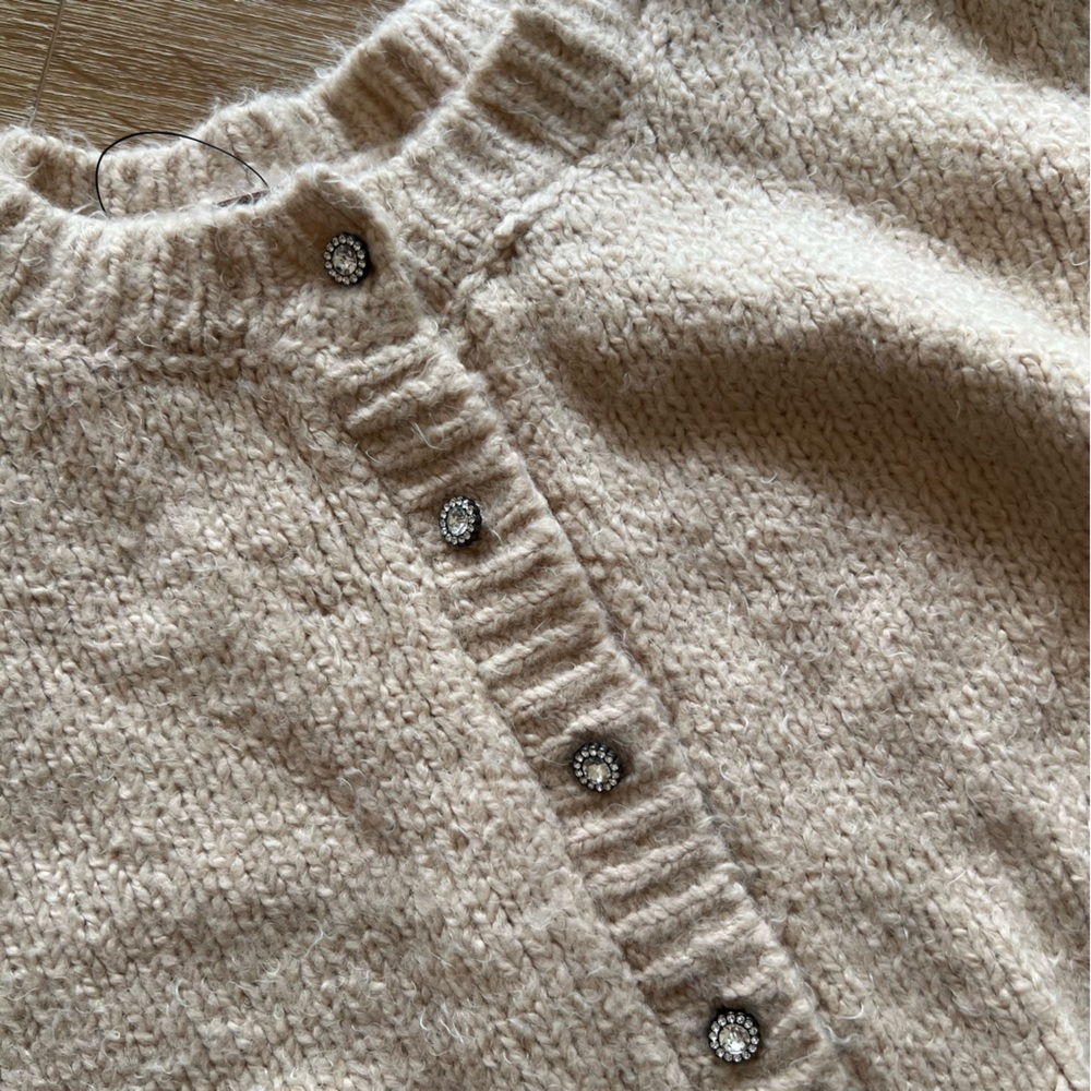 Free People Cream Button-Front Short Sleeve Cardigan - Picture 4 of 7